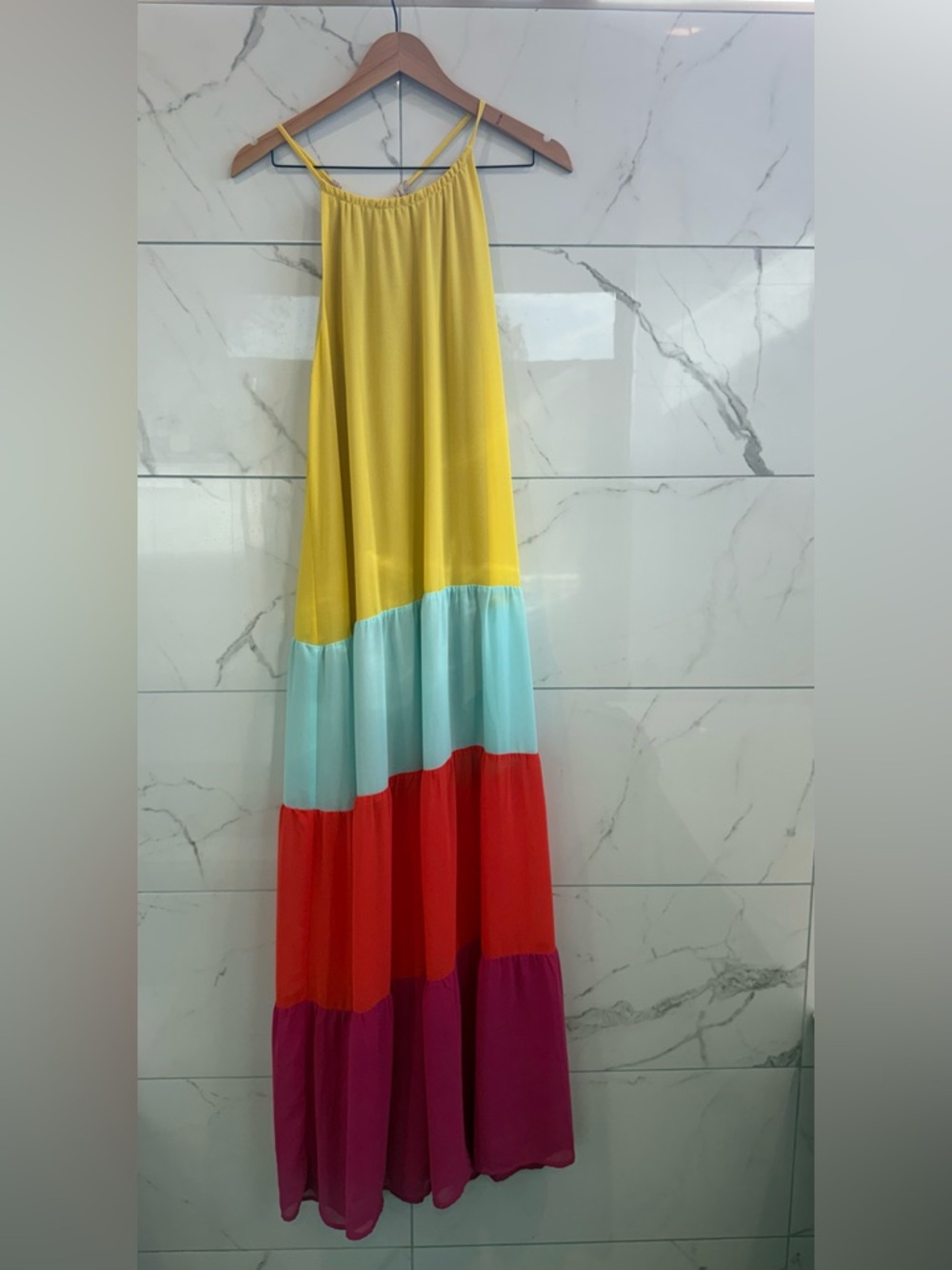 Sugarlips Yellow Tiered Maxi Dress